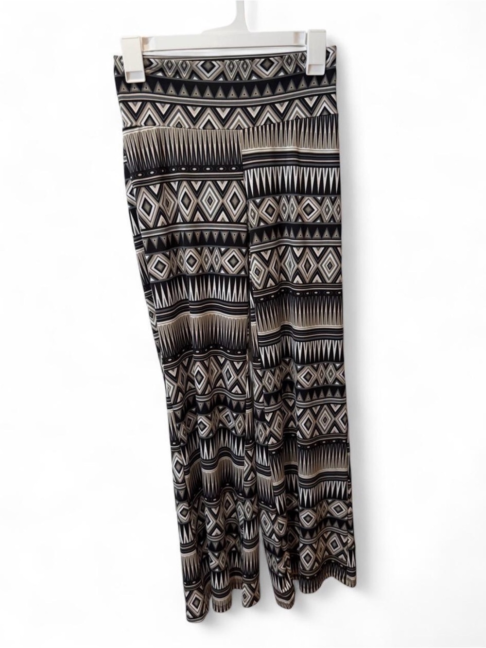 Wide Leg Geometric Print Palazzo Pants in Black and Cream